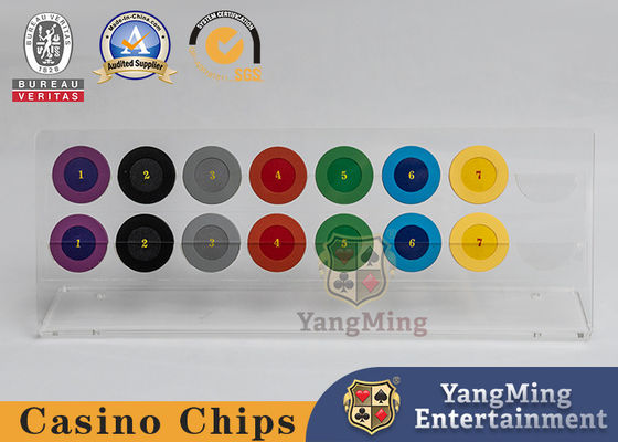 購入 アクリル透明 二層16片丸いチップディスプレイラック メーカー カスタムルーレットテーブルポーカーチップコインカウンタートップディスプレイラック オンライン製造