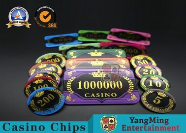 購入 バカラのテキサスのアクリルの金ぱく押しの破片の火かき棒のテーブルのゲーム テーブルの破片の硬貨 オンライン製造