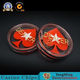 購入 耐久のカジノのゲームの付属品のテキサス クラブ火かき棒75mmのディーラーの不用物ボタンのアクリルのプラスチック赤い中心 オンライン製造