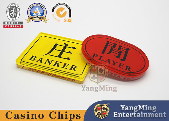 10mm Crystal Acrylic Bet Board Baccarat Casino Table Game Red and Yellow Player Banker