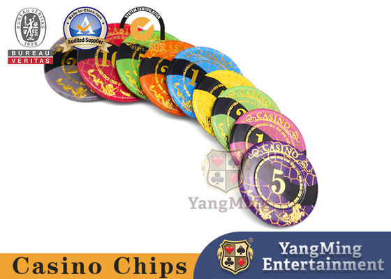 カジノチップ 高温 金属格子デザイン バカラ アクリル水晶 ポッカーチップ