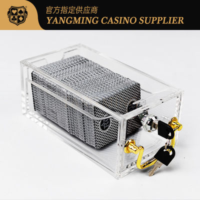 完全に透明 8デッキのカード ボックス バカラ ポーカー 卓球 アクリル 鍵で厚く
